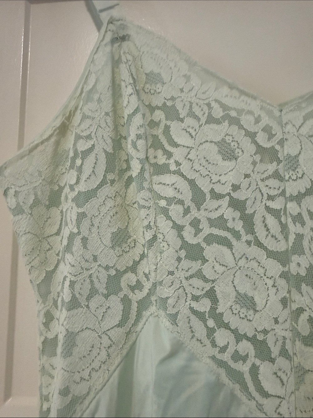 Women's Lace-Trim Slip Nightdress - Mint Green - Picture 3 of 6